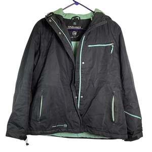 Free Country Radiance Women's XL Black Hooded Ski Winter Jacket Outdoor HR15-13